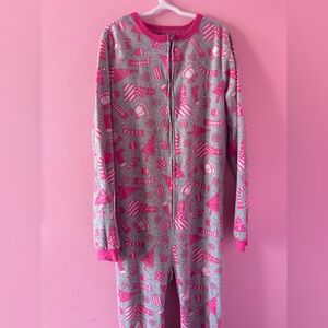 Pink and Gray Patterned Onesie KIDS 14-16